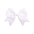 Detailed view of white grosgrain ribbon bow with textured weave and V-cut ends - White (18)