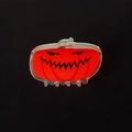 Pince à cheveux citrouille d'Halloween orange avec effet laser et motif fantôme - Petite Citrouille Iridescente D