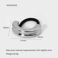 Detailed dimensions of silver metal heart bow hair ring with 51mm outer diameter size - Silver Grooved Curved (NXA3022S)