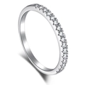 Elegant S925 sterling silver eternity ring with sparkling row of circular zircons - US 5 / Silver
