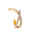 Crossed double-line gold ear cuff with sparkling clear rhinestones for women - Spiral Crossed Style (7643)