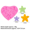 Moule à fleurs en silicone rose en forme de cœur avec trois tailles de fleurs en fondant - 3#15-1166 Rose-Cœur Frangipanier