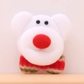 Handmade plush Santa brooch with white face, red nose and festive striped bow - Glowing Bear Style