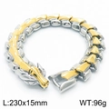 Two-tone silver and gold dragon scale bracelet in 15mm width and 230mm length - 23CM / Two-tone (Gold & Silver)