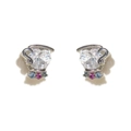 Rose gold teacup earrings with heart-shaped cubic zirconia and multicolor stones - Platinum Teacup Style (White Gold 3)