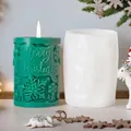 Christmas snowflake embossed cylinder silicone candle mold for DIY holiday decor - Christmas Snowflake Cylinder ZL-845 / White