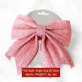 Pink glitter Christmas bow 20x18cm ornament for holiday tree decoration - Glitter Pink Bow