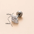 Orecchino a perno in argento con zirconi asta in acciaio 16G misura 0,7 cm x 0,8 cm - Argento 4# (Goccia)