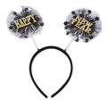 Detailed view of Happy New Year headband featuring black tassels and gold glitter text - Style 4-Symmetric Round New Year