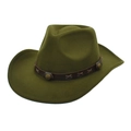 Olive green felt cowboy hat detail with leather strap and metal stud embellishments - M (56-58cm) / Army Green