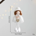 Detail view of plush Christmas angel doll showing 16cm height and 9cm width dimensions - White