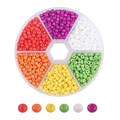 Kit di perline di vetro in 6 colori per creazione di gioielli fai-da-te - Serie Arancione e Verde (3mm) / 1900pz/Scatola