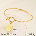 Bracciale a cuore in acciaio inossidabile placcato oro 18K con medaglia religiosa San Benedetto - Stile San Benedetto (KB61126-Z) / Oro