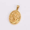Detail van de gouden San Marco hanger met reliëf van een leeuw en gevleugelde figuur - Zonder Ketting / Goud