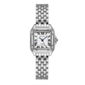Elegant women's square quartz watch in silver stainless steel with Roman numeral dial - Silver