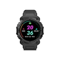 Sport smart watch with round dial and black silicone strap showing activity tracking data - Black