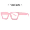 Stylish square pink frame glasses with blue light blocking lenses for women - Pink Frame