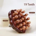 Massagekamm aus Sandelholz und Bambus mit 19 Zähnen und ergonomischem Fingerring - Ringkamm (19-Zahn) Grobzahnmodell
