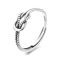 Vintage 925 Sterlingsilber Knotenring im offenen, verstellbaren minimalistischen Punk-Stil - Thai Silber Twist Knoten Offener Ring / Einstellbar Offen