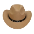 Classic camel felt western cowboy hat featuring a black leather band with silver star studs - M (56-58cm) / Camel (E)