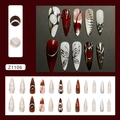 Metallische Schmetterling-Kunstnägel Stiletto-Stil mit rotem und silbernem 3D-Design - Hohles Schmetterlingsflügel-Design (Z1106)
