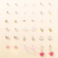 20-pair set of colorful alloy stud earrings featuring hearts, unicorns, and stars - 20 Pairs Set Dessert Butterfly Popsicle
