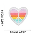 Detailed view of rainbow embroidered heart peace sign patch with 6.5cm dimensions - Heart Peace Sign (W9HD-12-12)
