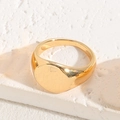 Anello sigillo placcato in oro 14K con superficie tonda piatta minimalista da donna - US7 / Rotondo Liscio