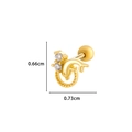 Golden dolphin cartilage stud earring with cubic zirconia stones measuring 0.73cm width - 1# Gold - Dolphin Style