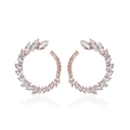 Elegante roségoldene C-Creolen mit Marquise- und Rundschliff-Zirkonia für Brautschmuck - Roségold