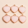 Pack de colgantes corazón dorados con esmalte rosa brillante para joyería artesanal - Rosa Claro