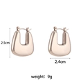 Minimalist U-shaped hoop earrings in 18K gold plated steel with 2.5cm height and weight 9g - Chunky Flat Hollow Trapezoid Hoop-Silver