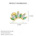 Exquisite S925 sterling silver stud earrings featuring green and white zirconia stones - E4781-Gold/Single Piece