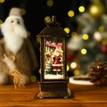 Vintage bronze Christmas lantern with Santa Claus figurine and warm LED glowing light - Bronze Lantern Santa Claus (No Water)