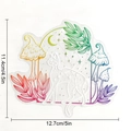 Rainbow prism window decal with cat and mushroom patterns, size 11.4cm by 12.7cm - RPS118: Rainbow Cat Mushroom