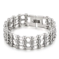 Bracciale da uomo in acciaio inossidabile lucido stile catena da moto punk a tre file - Stile Catena Biker a Tre File (KB137065-KFC)