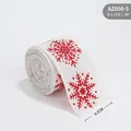 Christmas ribbon 6.3cm x 2m with red glitter snowflakes on beige linen fabric - 6.3CM Ribbon Style E (Red Glitter Snowflake)