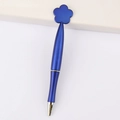 Blue ballpoint pen with a flower topper decoration and elegant silver metal trim - Flower / Blue
