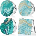 DIY full drill folding makeup mirrors set in round, heart, and square shapes with wave pattern - Wave Pattern - Single