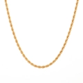 Classic gold-plated stainless steel rope chain necklace with elegant twisted texture - 4mm Rope Chain
