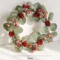 Weihnachtskranz Adventskranz mit roten Beeren, Zapfen und verschneiten Kiefern 25cm - Rot Groß (25cm)