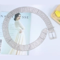 Luxurious silver ten-row rhinestone waist belt with elegant rectangular buckle - 10-Row with Bead Chain Style / Silver