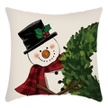 Christmas snowman pattern square cushion cover with festive holiday ornaments decoration - Beige Christmas Snowman