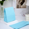 Mini light blue polka dot gift paper bag and sheet set on white aesthetic pedestal - Blue with White Dots