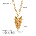 Goldene Herzanhänger-Halskette mit Perlenrand an einer ovalen Gliederkette mit 18K-Finish - Goldene Vintage 3D Herz Anhänger Halskette