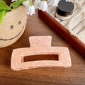 Oversized rectangular pink acetate claw clip with a pearlescent marble texture finish - Gem Pink 13cm