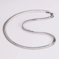 Detailed view of silver flat snake chain texture with a secure lobster clasp - Silver Color Necklace (60cm) / 7.5MM