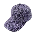 Casquette de baseball tendance violette à motif léopard en cuir PU avec visière courbée - Réglable / Violet Léopard