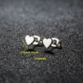 Polished silver heart stud earrings with 0.5cm diameter and 2g weight details - 003 Steel Heart