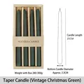 Set of four 25cm Christmas vintage green tapered candles in premium gift box packaging - Taper Candle Set / Christmas Vintage Green
